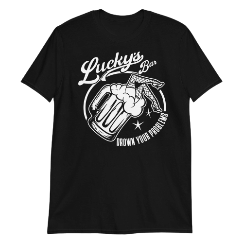 unisex basic softstyle t shirt black front 629bb96e18c2667416 nobg Lucky's Bar Satan's Dive Bar Short-Sleeve Unisex T-Shirt Satan's Dive Bar