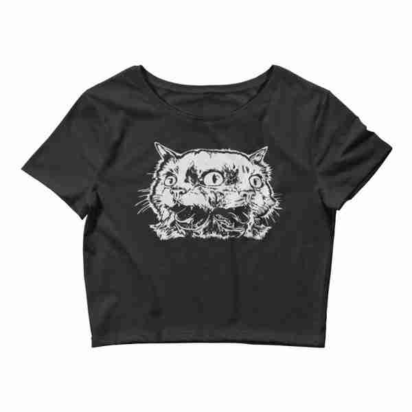 womens crop tee black front 62b0fcc74f5f1 Witchy Cat Crop Top - Familiar Cat Design from Headtap.net Witchy Cat Crop Top - Familiar Cat Design from Headtap.net
