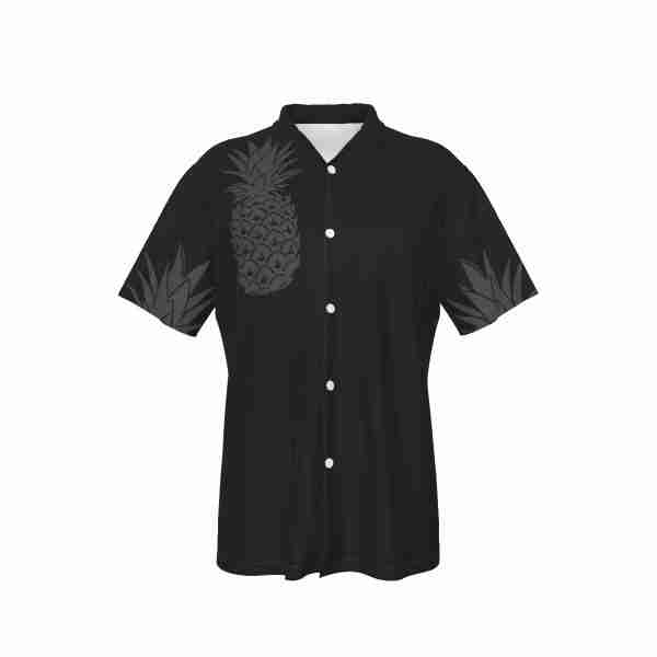 Upside Down Pineapple Hawaiian Shirt Black on Black